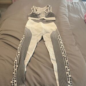 Fabletics Black and White Stars and Stripes Leggings Set